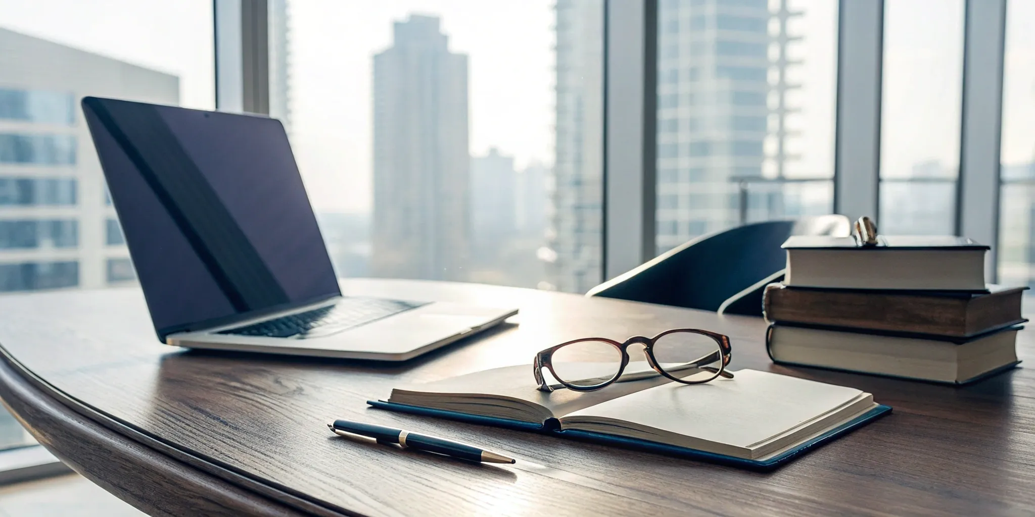 Author's desk with PR tools.
