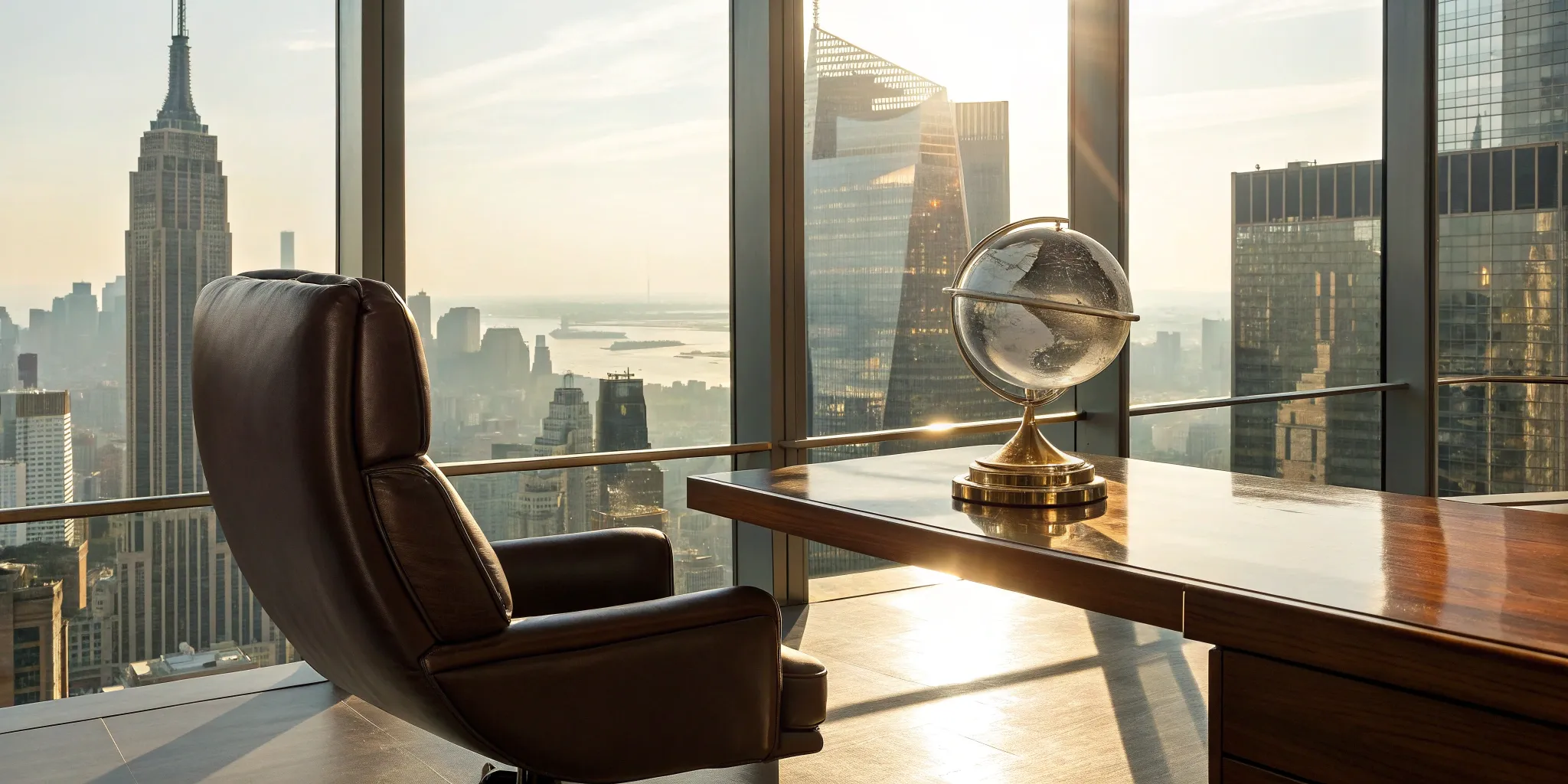 A modern CEO office overlooking a city, the foundation for a winning branding strategy.