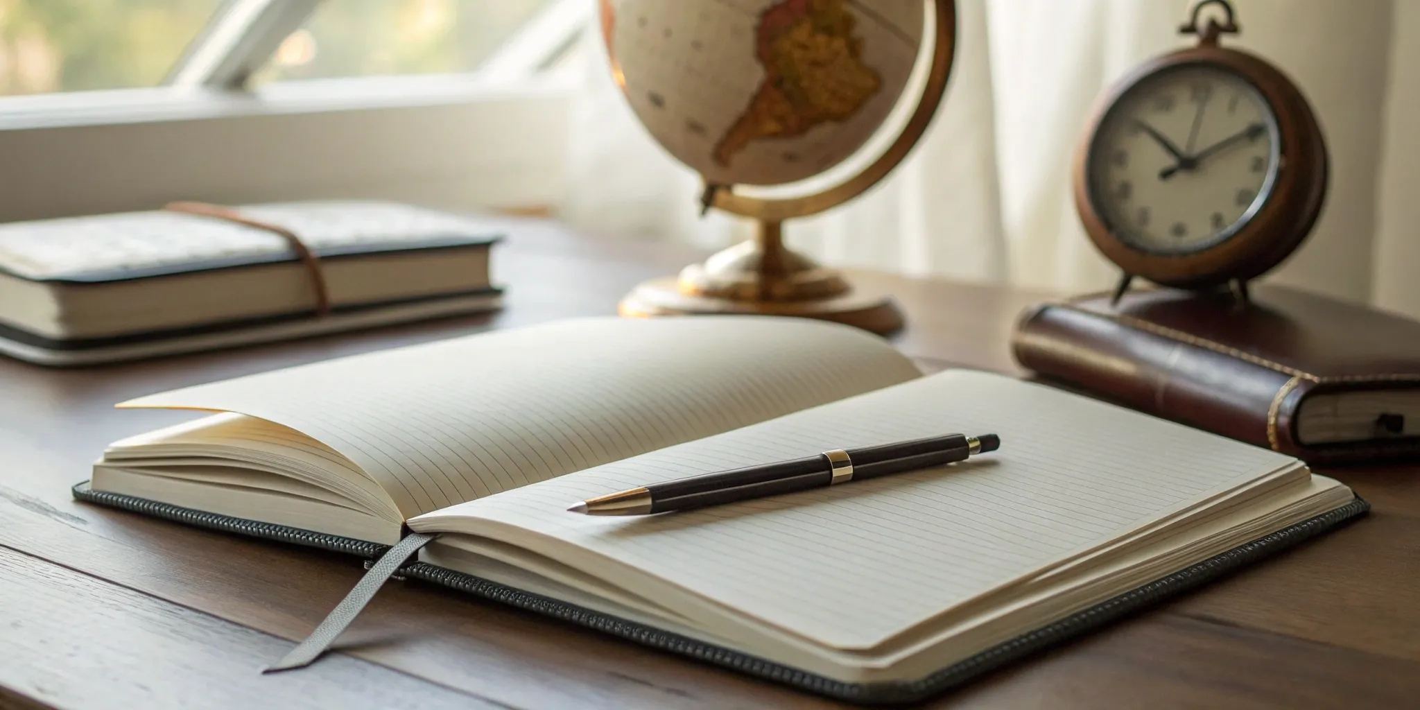 A notebook on a desk with a pen, ready to create a powerful book launch PR plan.