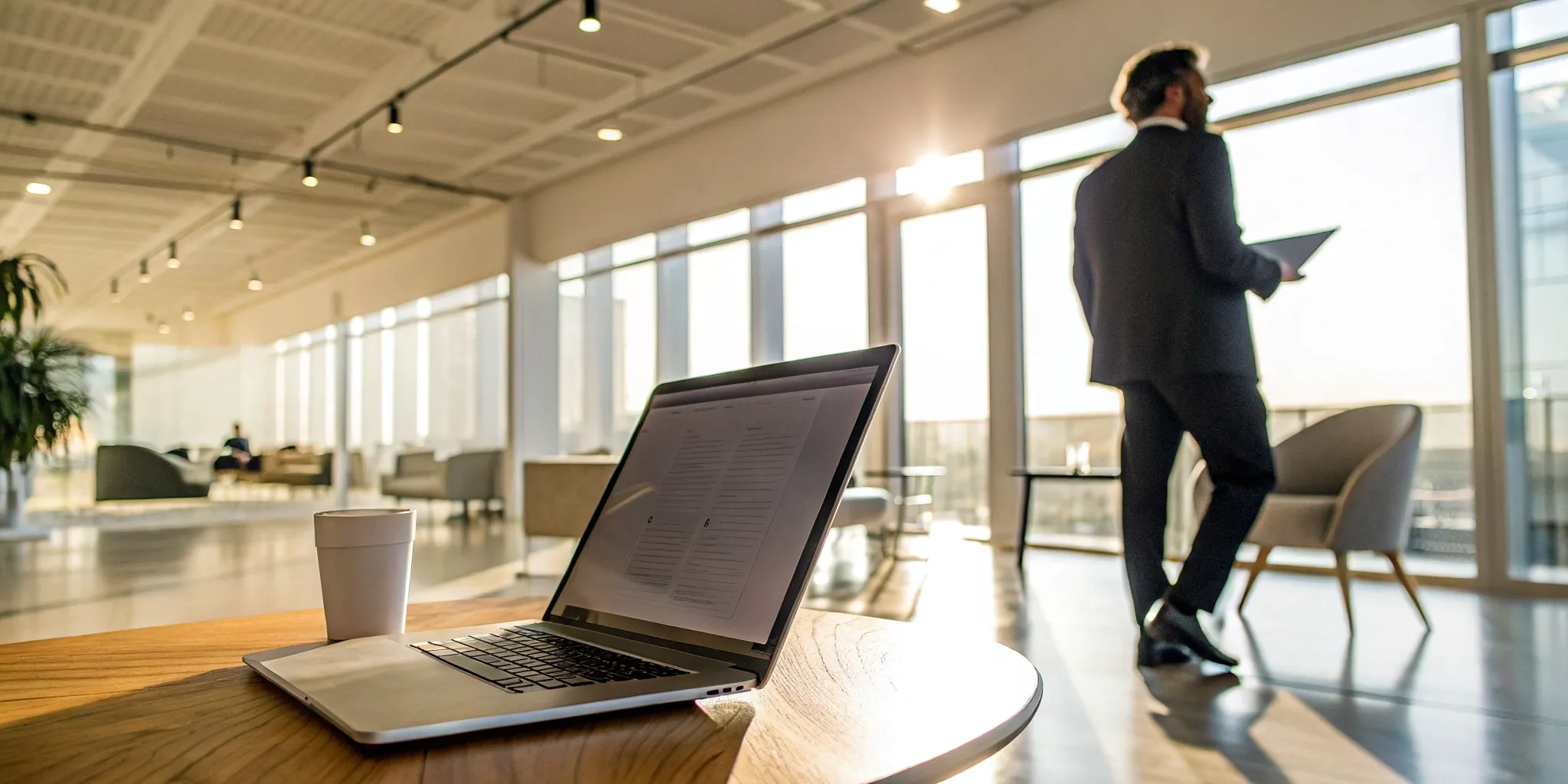 A professional formatting an online press release on a tablet.